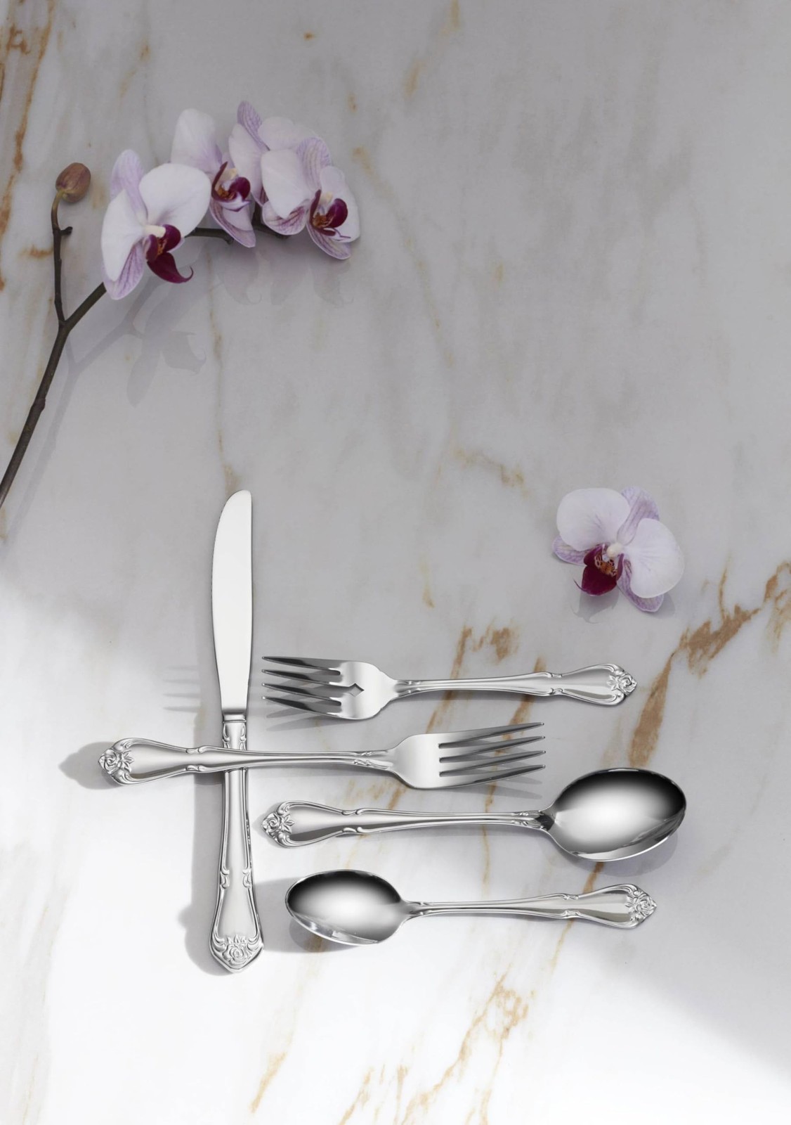 Oneida True Rose 5 Piece Everyday Flatware Serving Set