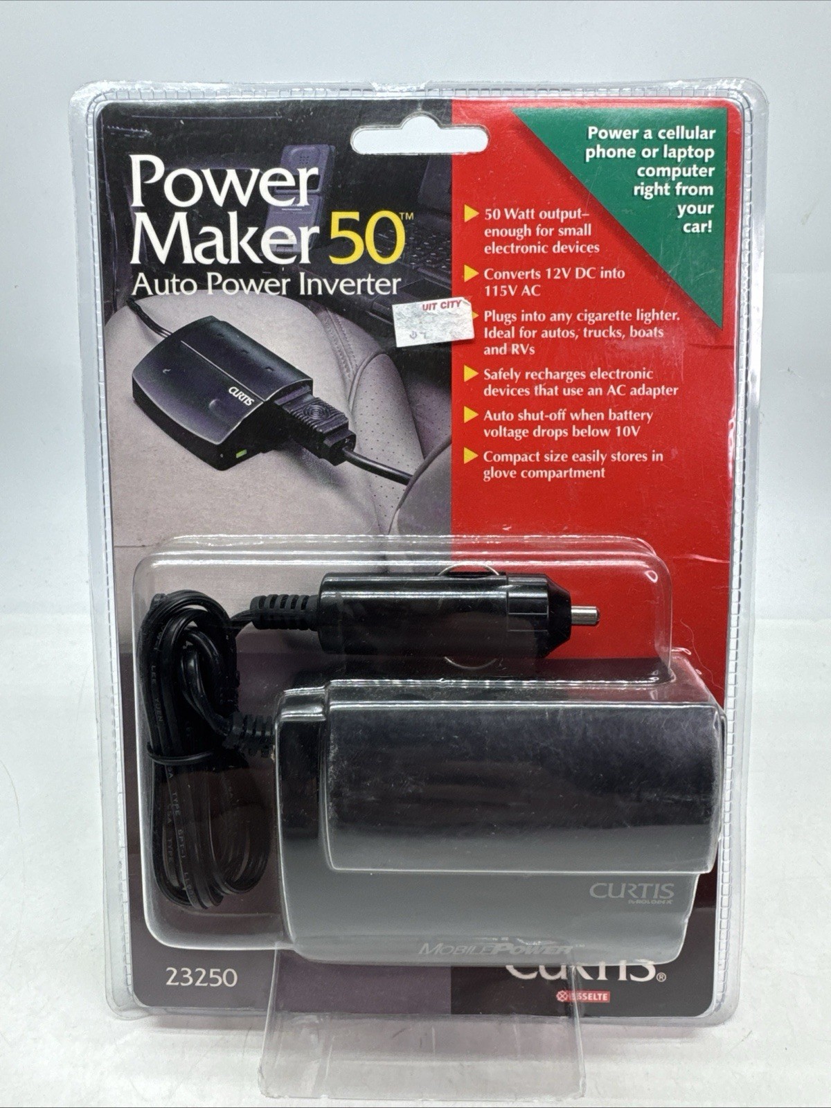 Car Power Inverter 3 Prong AC Curtis PowerMaker DC 12V/110V AC Cig