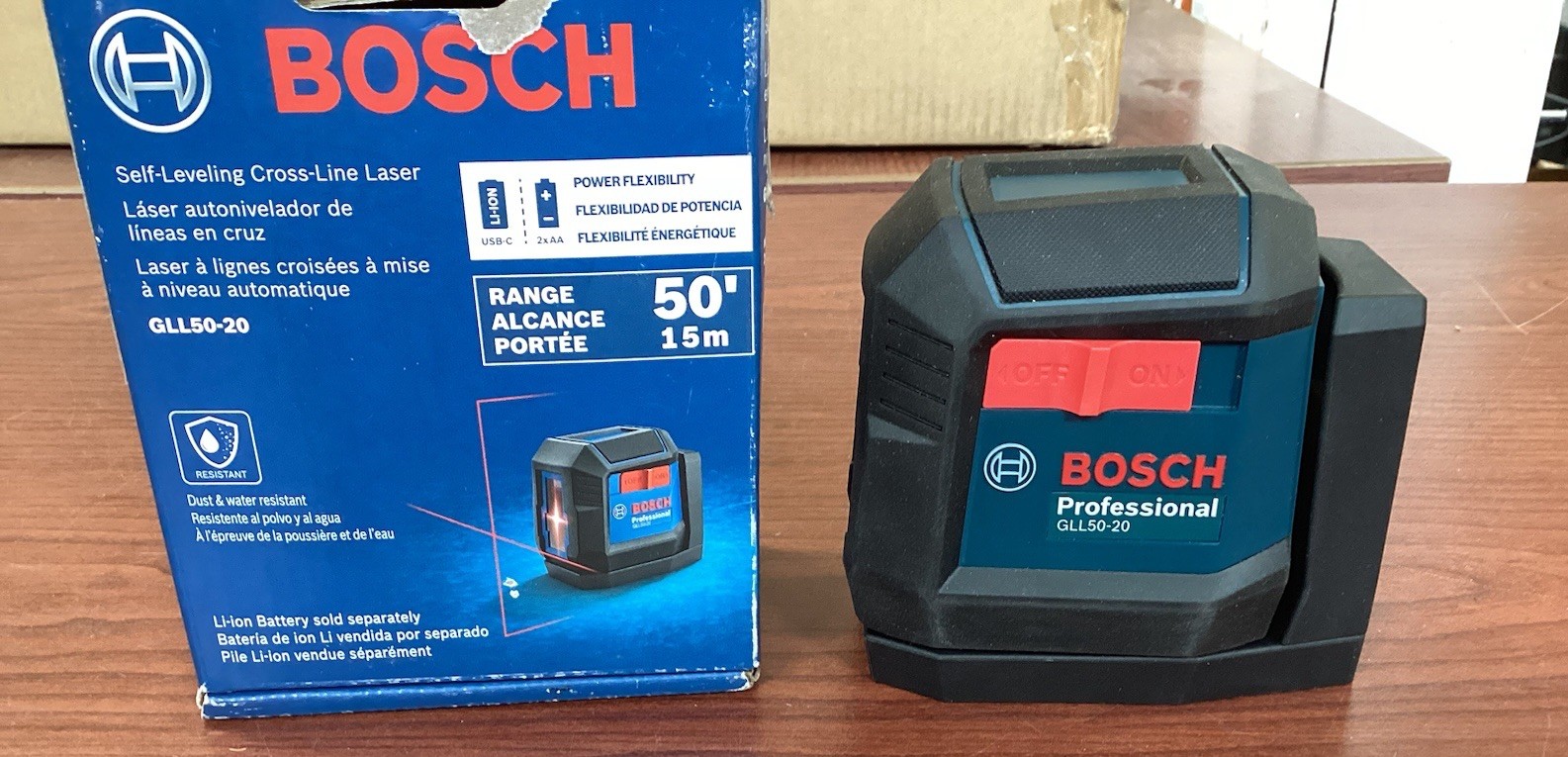 OPEN BOX Bosch GLL50-20 50ft Range Self Leveling Cross Line Laser B213