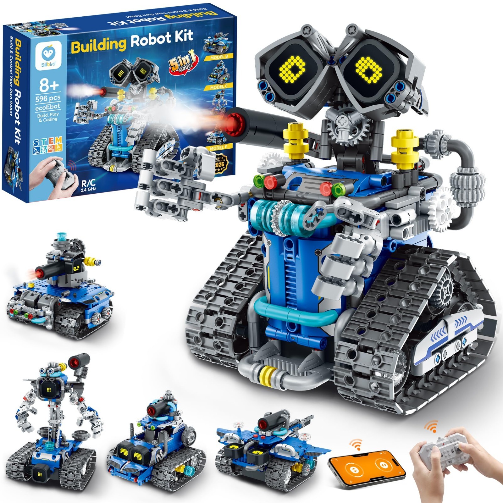 STEM Robot Building Kit with Remote Control Gifts for Boys Ages 8-14, Buildable