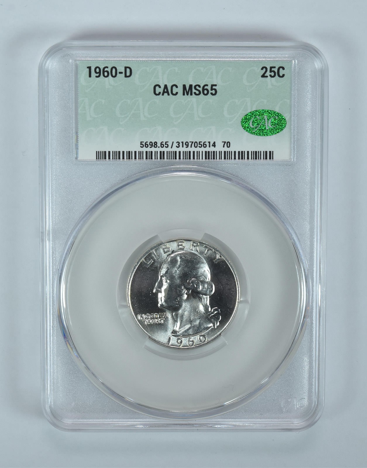 1960-D Washington Quarter MS65 CAC CACg