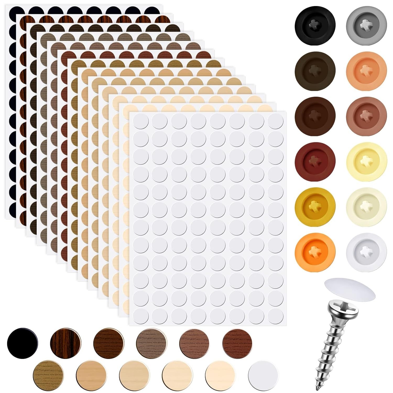 SCREW Hole Cover Kit 272pcs Adhesive Caps 12 Colors