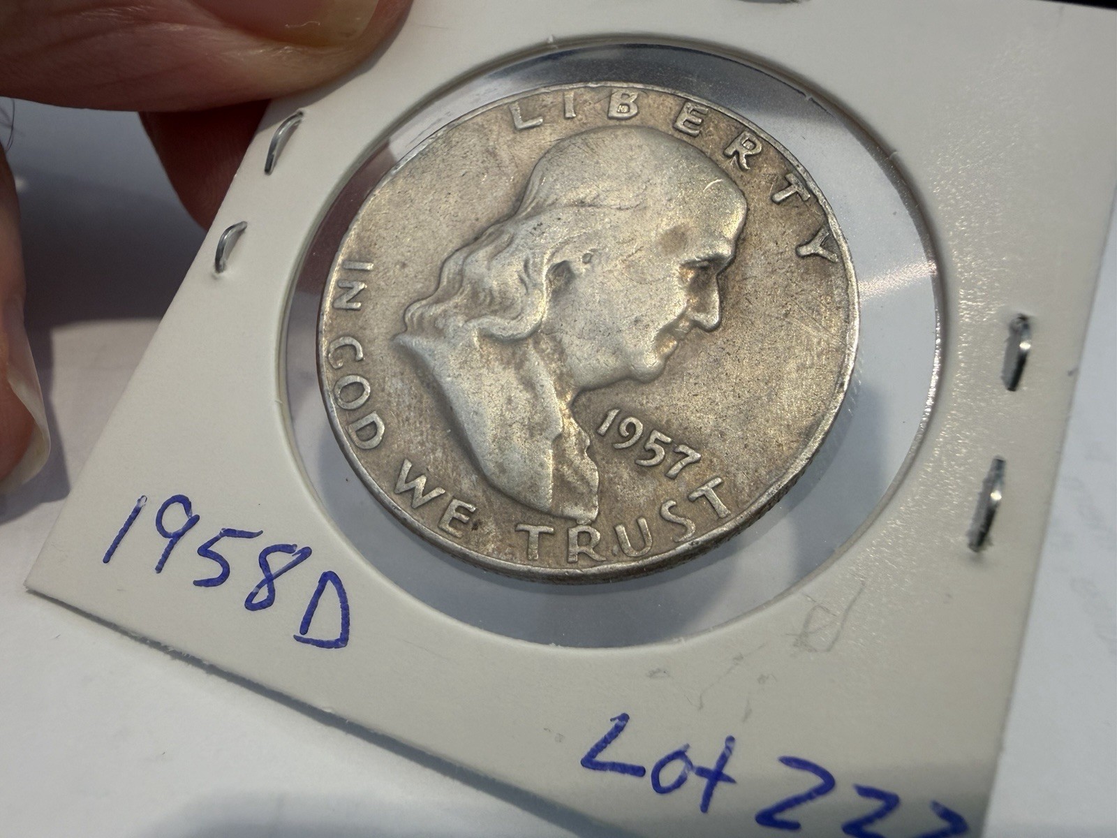1958 D BEN FRANKLIN SILVER HALF DOLLAR LOT 222