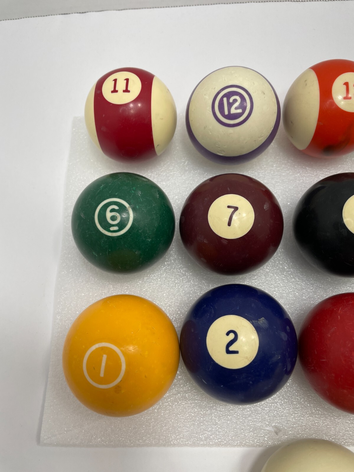 Vtg Standard Pool Table Ball Set Complete Mix Set With Two Cue Balls/Shift Knobs