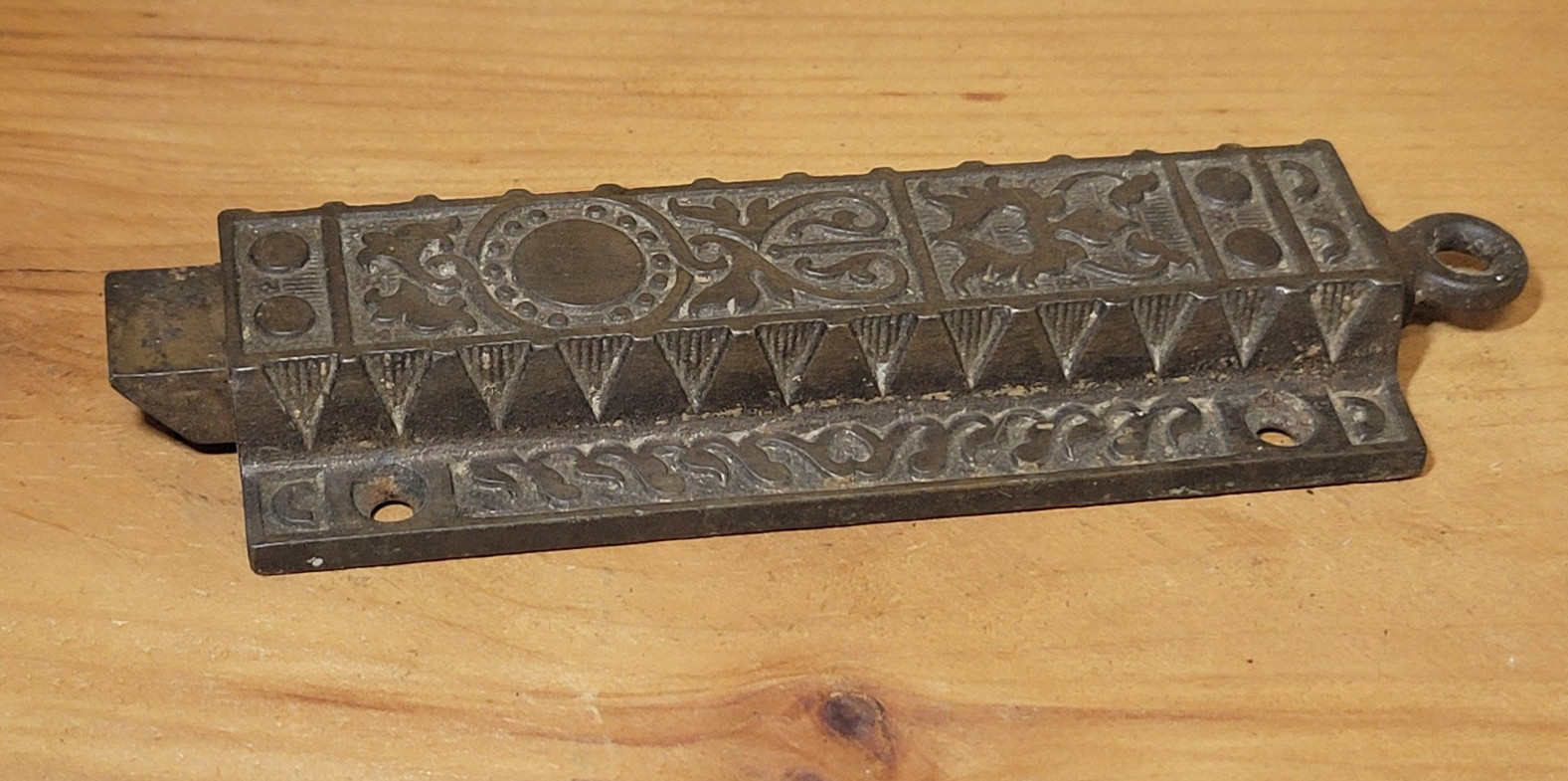 Russell & Irwin Door Bolt Floor Lock Victorian Cast Iron 1880s Antique Eastlake