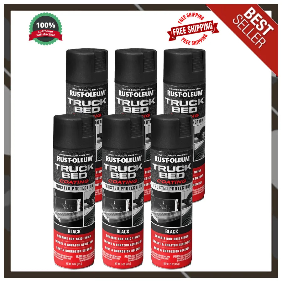 Rust-Oleum Automotive Truck Bed Coating Spray Paint Black 15oz 6 Pack