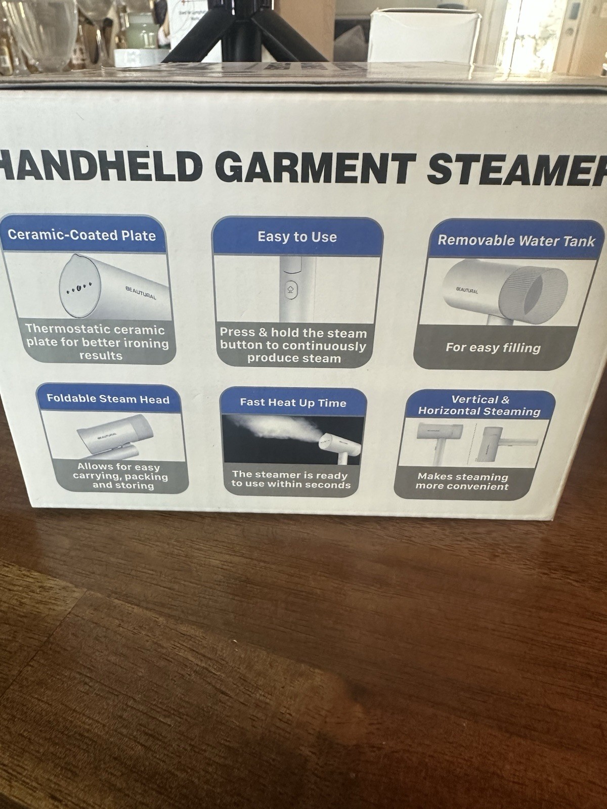 Beautural Handheld Garment Steamer White Ceramic-Coated Plate Fast Heat Up Fold…