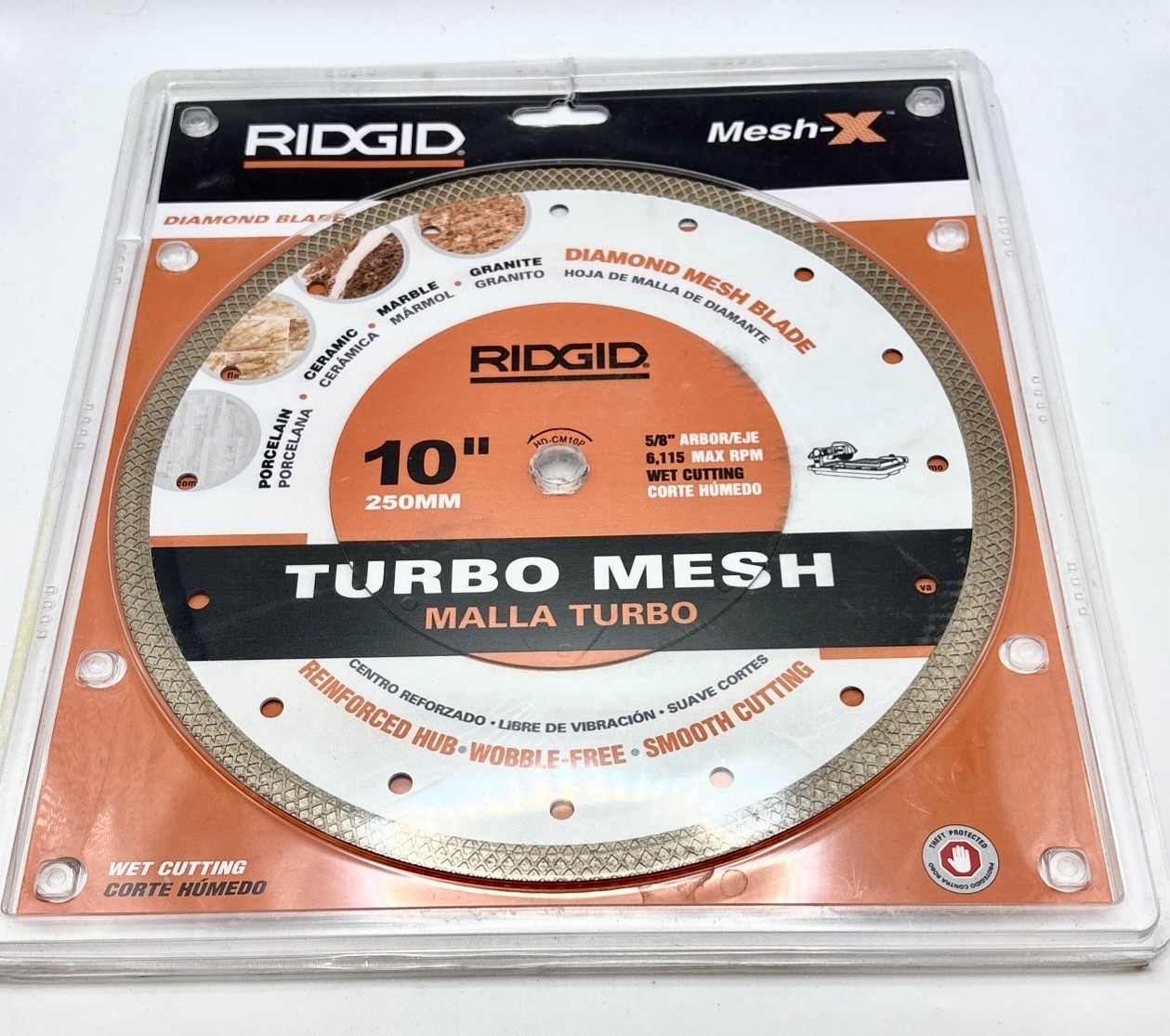Ridgid Turbo Mesh 10" Saw Blade For Masonry Diamond Porcelain, Ceramic, Marble