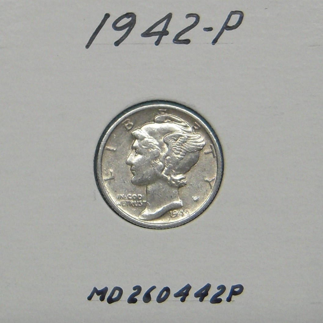 1942-P Mercury dime, 90% silver dime
