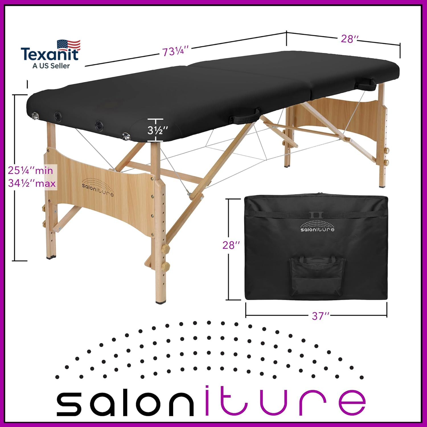 Basic Portable Folding Massage Table - Black