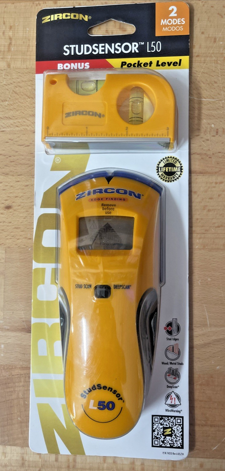 Zircon StudSensor L50 Edge Finding Electronic Stud Finder Sensor w/Pocket Level