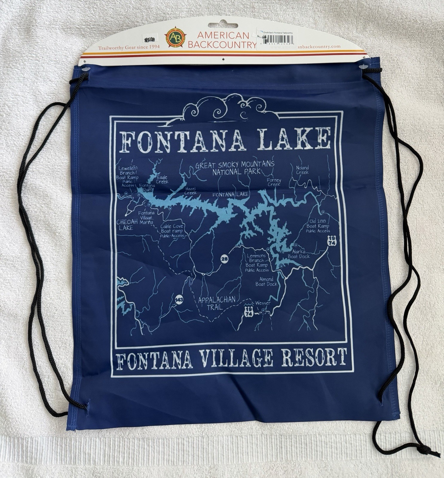 Fontana Village Resort Fontana Lake North Carolina Cinch Sack Bag - NWT