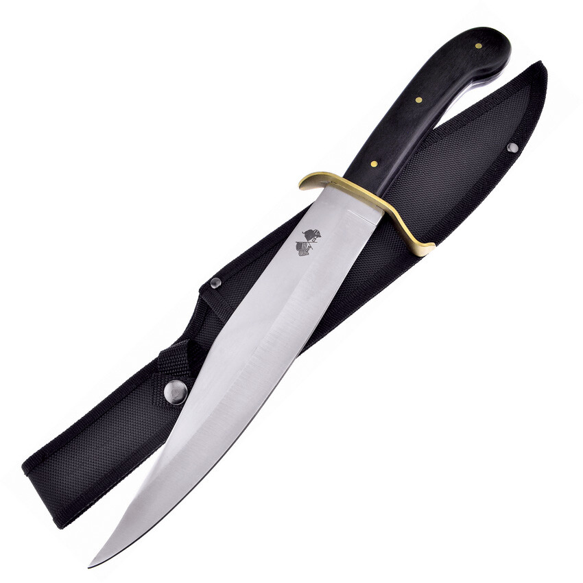 Frost Cutlery Black Pakkawood Fixed Blade Bowie w/ Sheath SA03BPW
