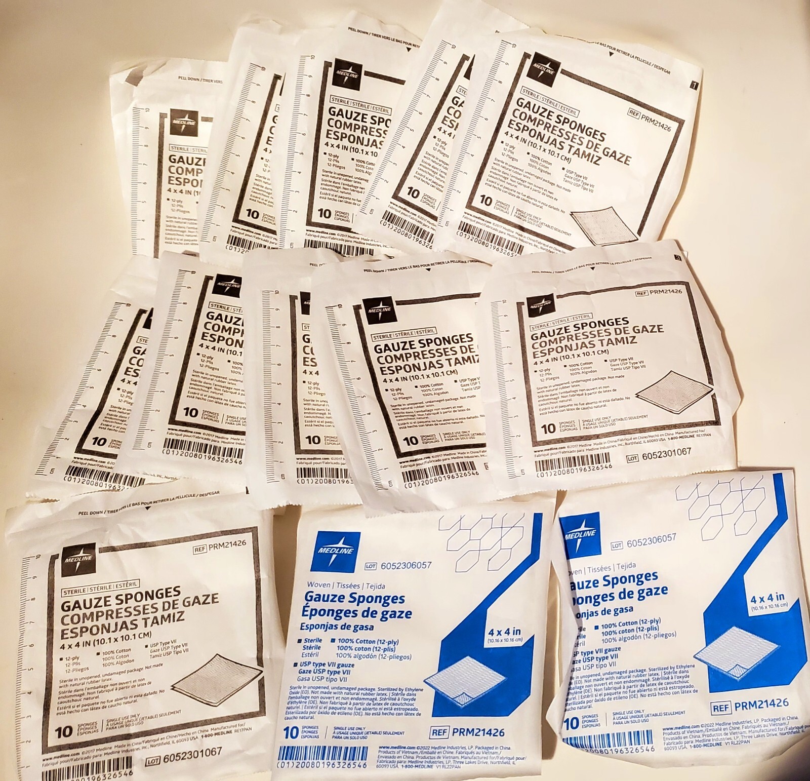 LOT OF 13 Medline Sponges Woven Sterile Gauze Sponges packs 4x4 10 Sponges /Pack