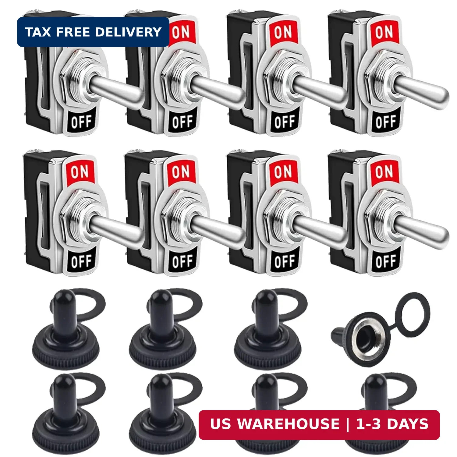 8 Pack Toggle Switches, 2 Pin 20A 125V AC/ 15A 250V AC ON Off Switch, SPST Car R