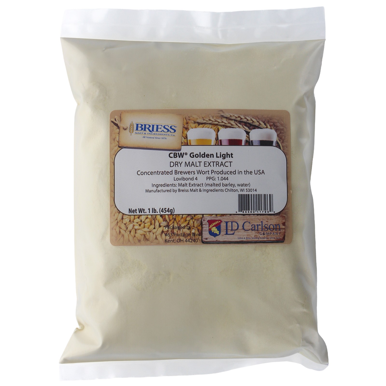 Briess Golden Light Dry Malt Extract 1 lb for Home Brew Beer Making