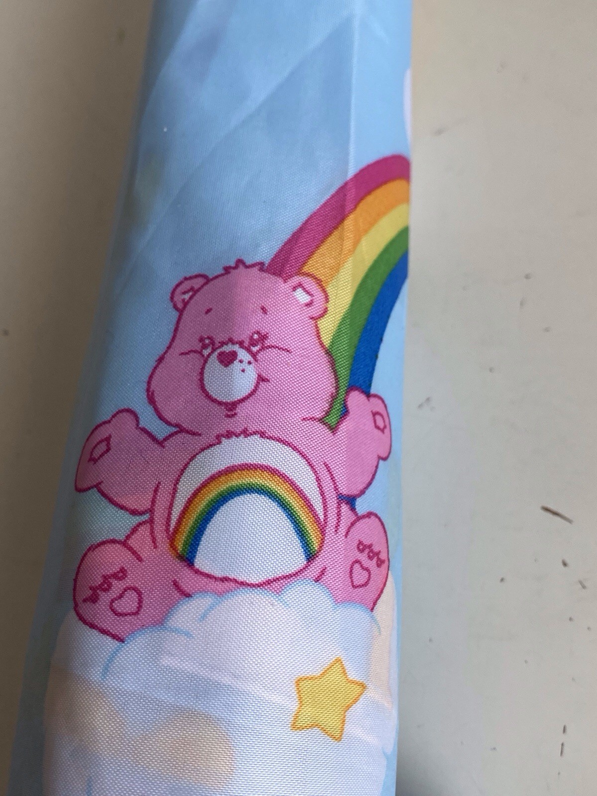 Care Bears Rainbow Umbrella Auto Open Close Blue Compact NEW