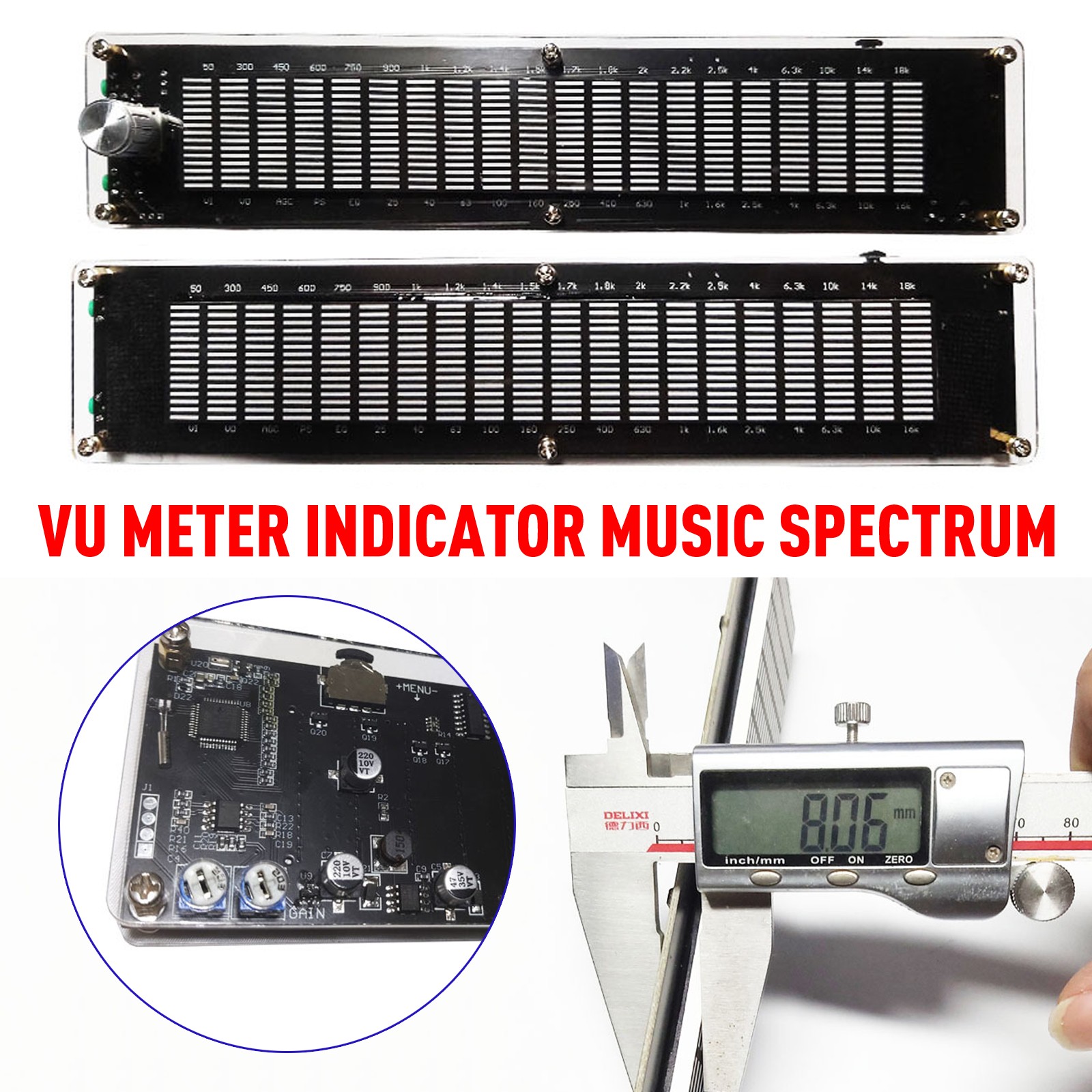 VU Meter Indicator Music Spectrum Analyzer 20 Segment 15 Level LED Display w/DSP