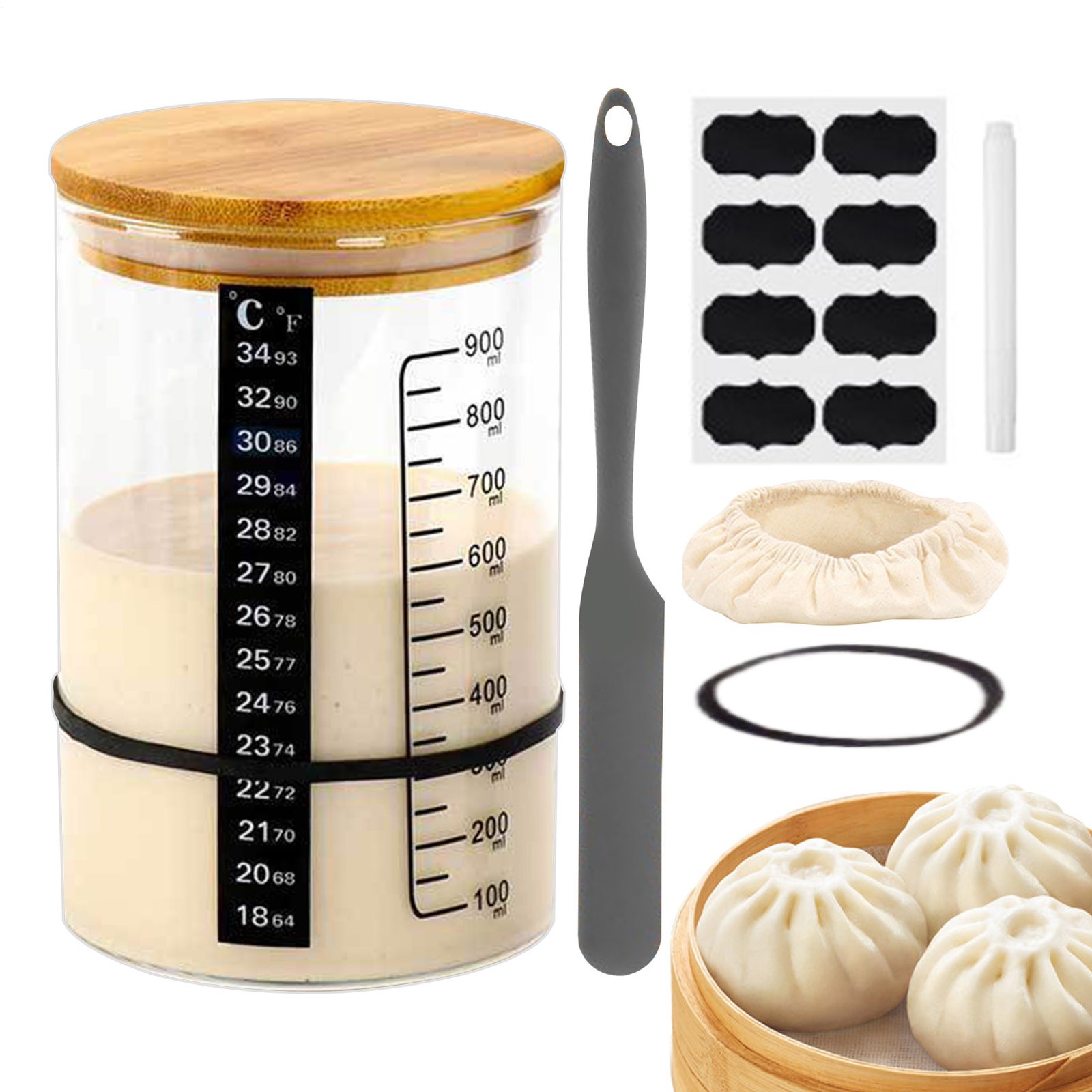 Bread Starter Jar Kitchen Fermentation Glass Set Multifunctional