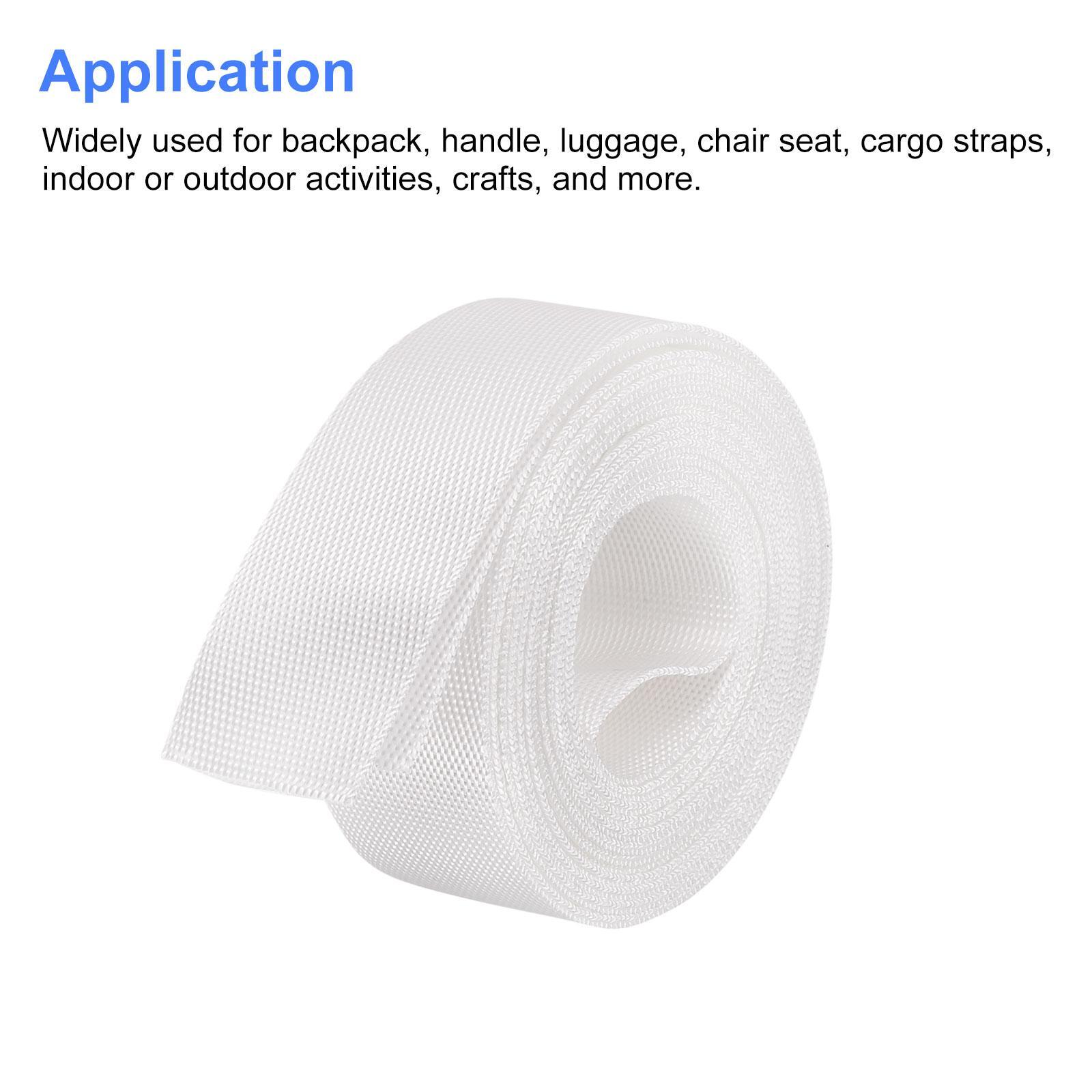 Flat Nylon Webbing Strap 1 Inch 4 Yards White for Backpack, Luggage-rack