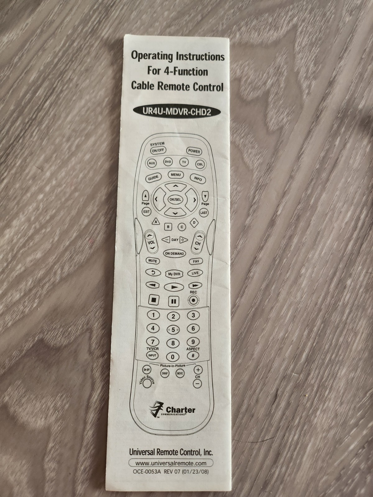 Universal Remote UR4U0MDVR-CHD2 Remote Control Owners / User Manual *Original*