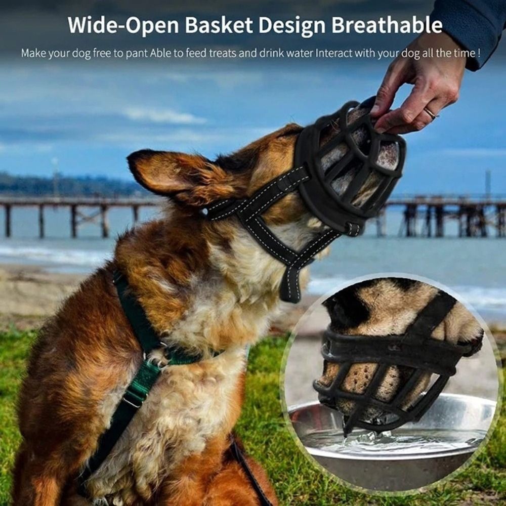 with Reflective Strip Adjustable Dog Muzzle Strong Breathable Can Drink Water Do