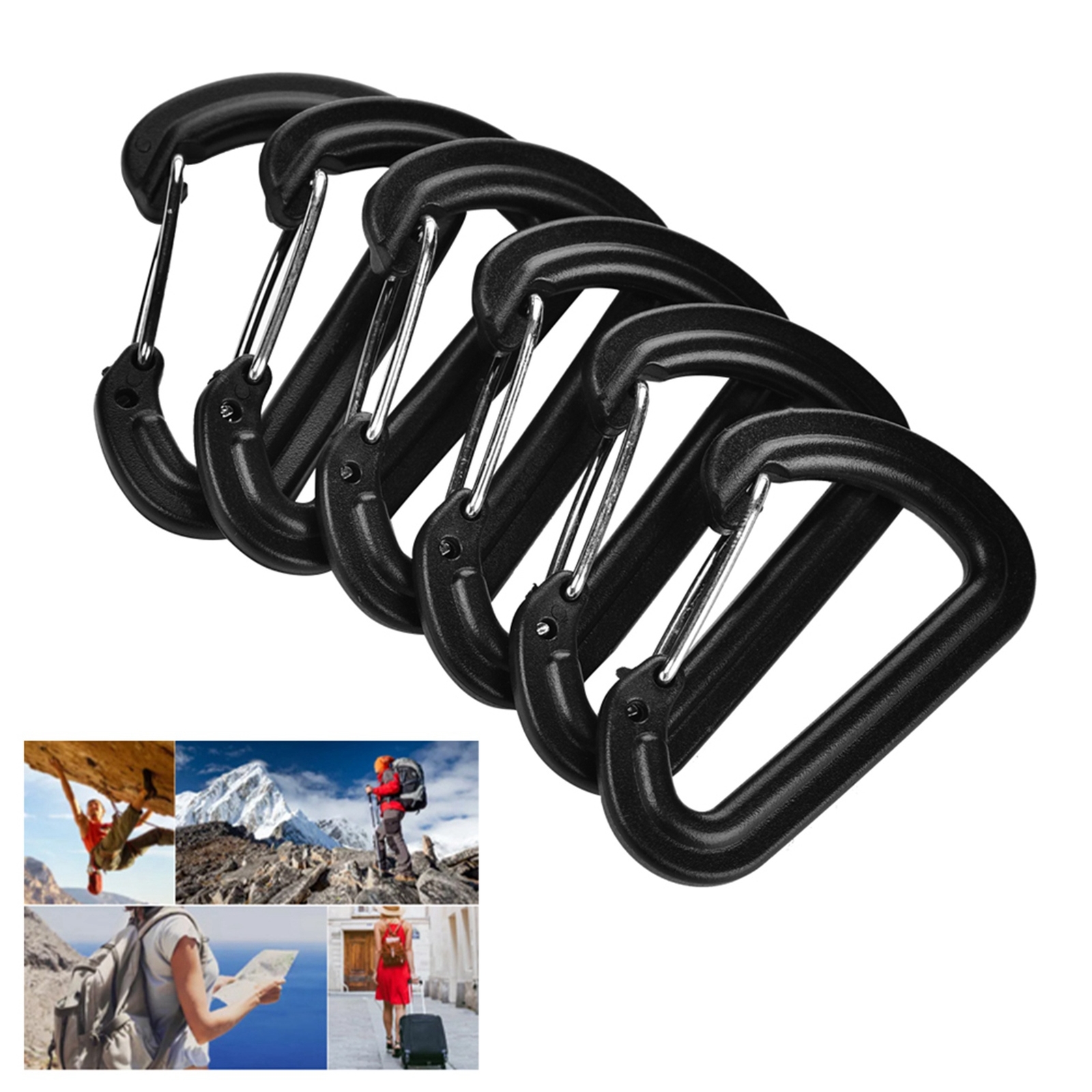 20Pcs Plastic Carabiner Climbing Hiking Locking Buckle Key Ring Outdoor FA