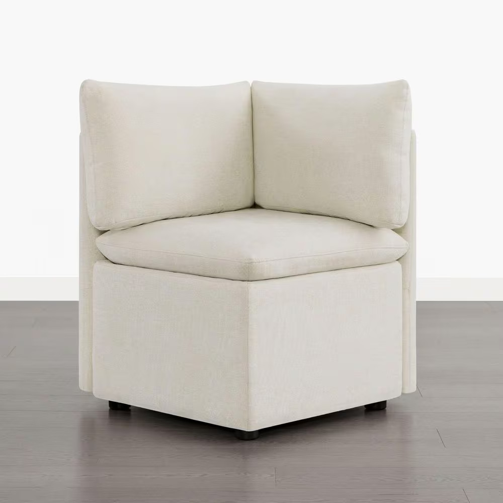 Ellis Linen Fabric Upholstered Lift-Top Storage Removable Cushion Modular Corner