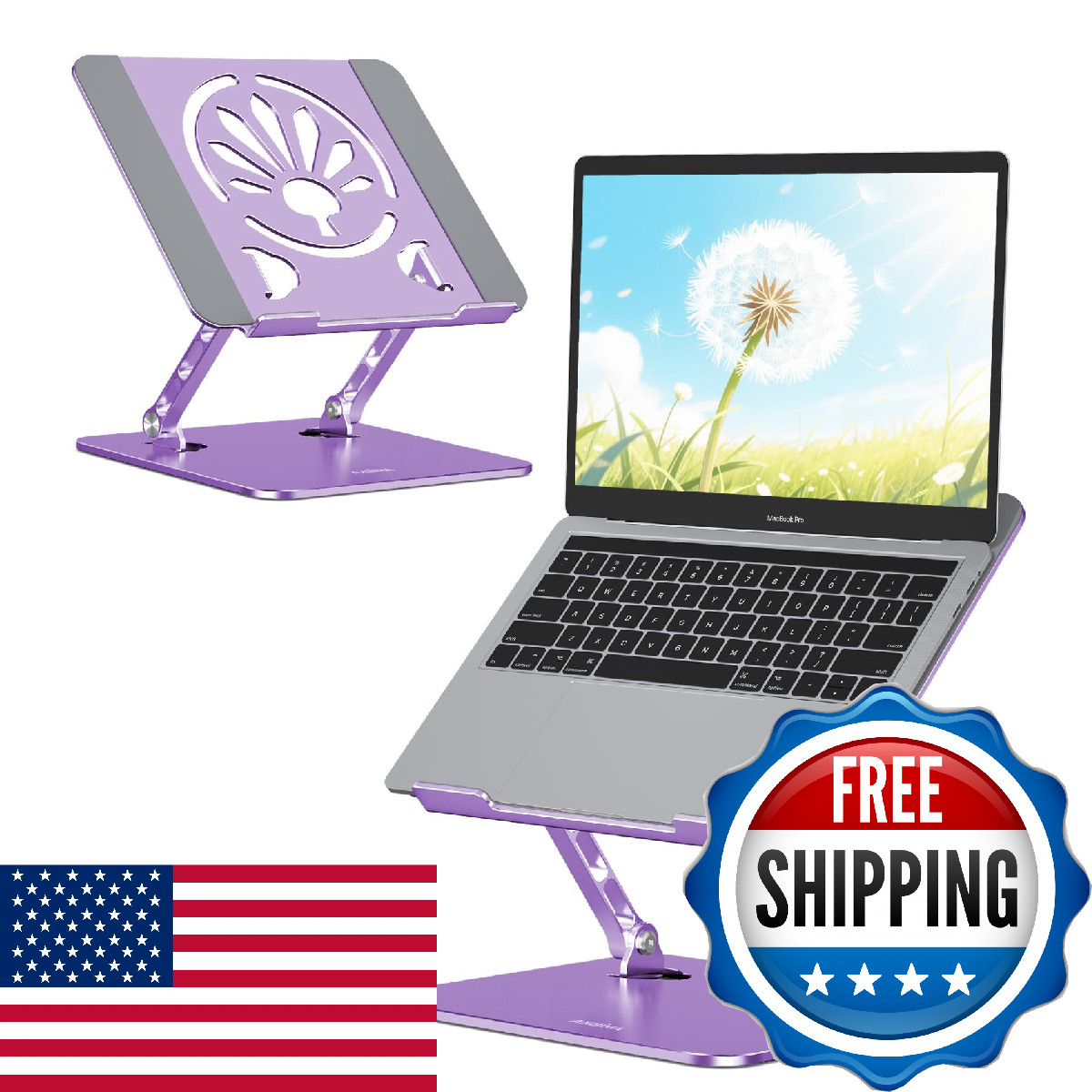 Axbima Aluminum Laptop Stand for Desk – Adjustable Ergonomic Laptop Riser, Folda