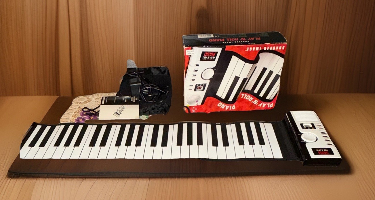 Sharper Image Play 'N Roll Piano 49-Key Roll-Up Keyboard w/ Built-In Speaker