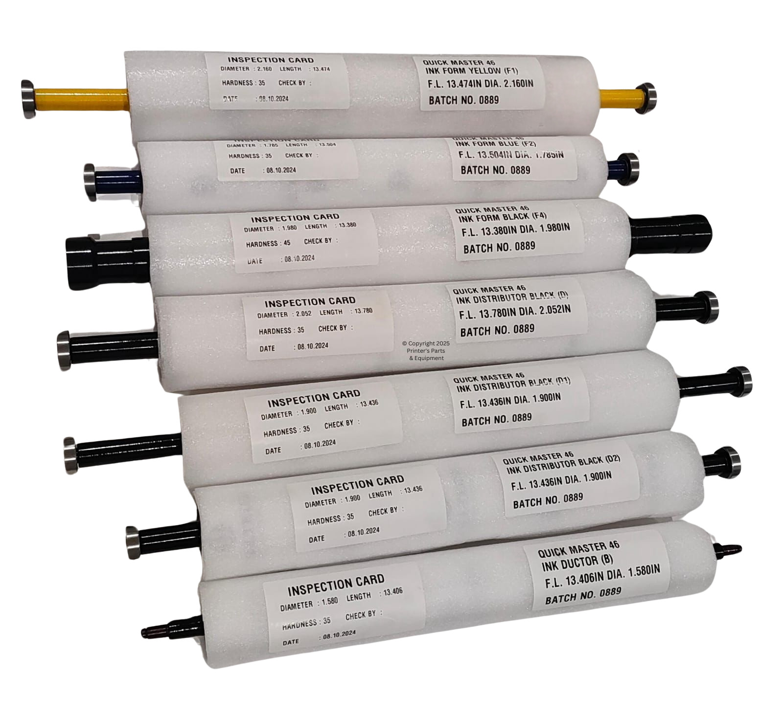 Rubber Roller Heidelberg QM46 PM46 (Set of 8) 34HK2 Second Unit (PPE Brand)