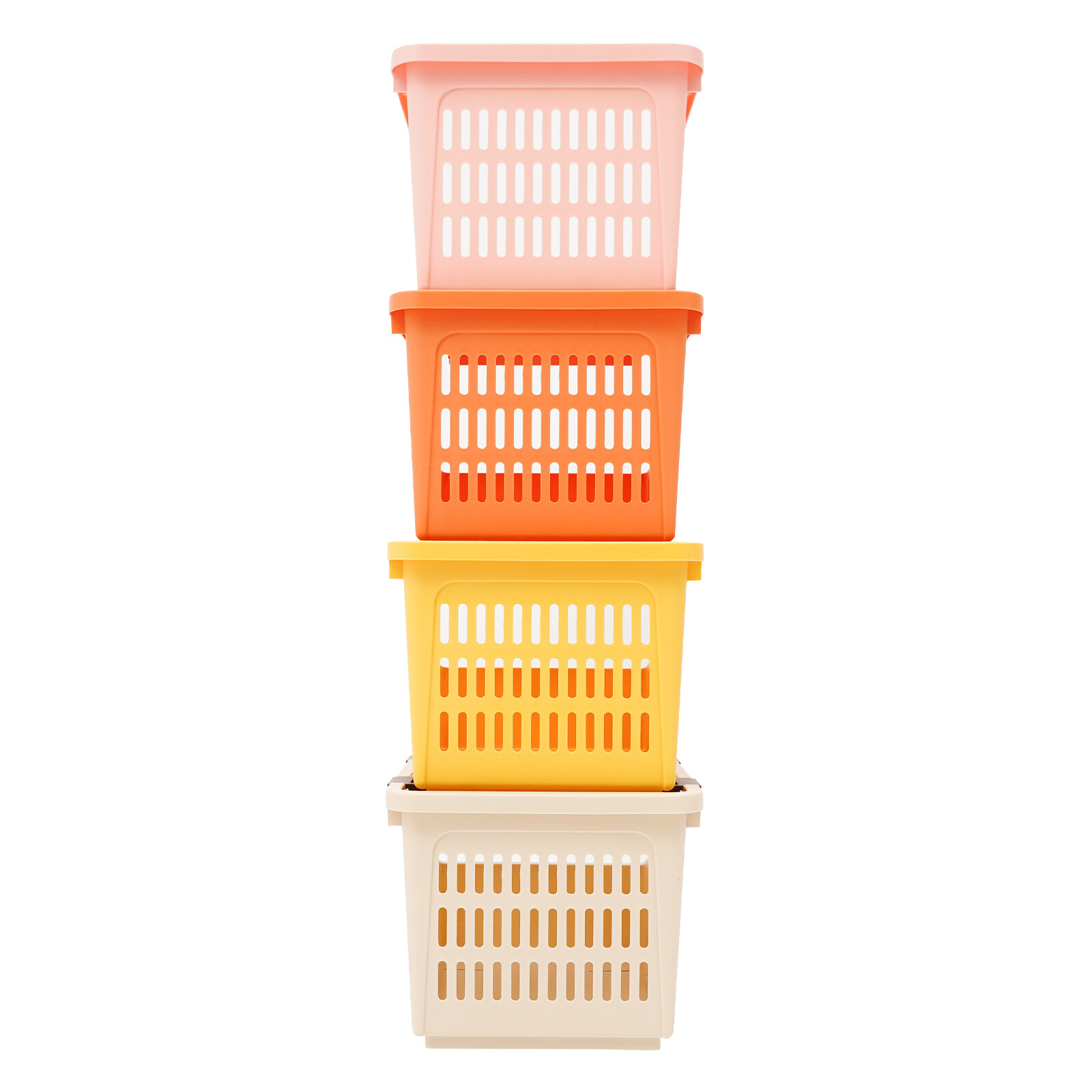 4PACK Household Plastic Storage Baskets, Small Pantry Organizer Bins Stackable