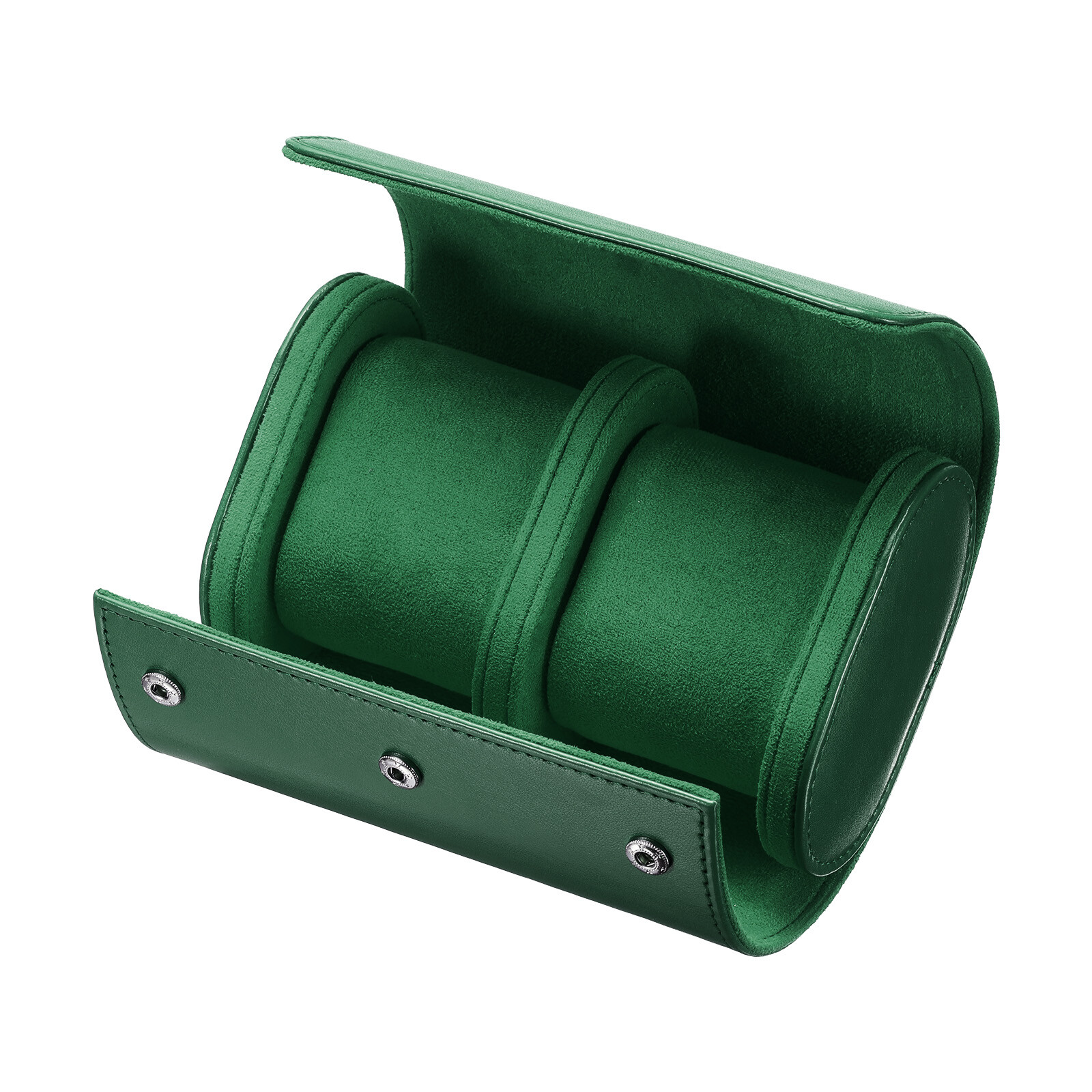 Leather Watch Travel Case for Men Women Watch Holding, 2 Slot, Green