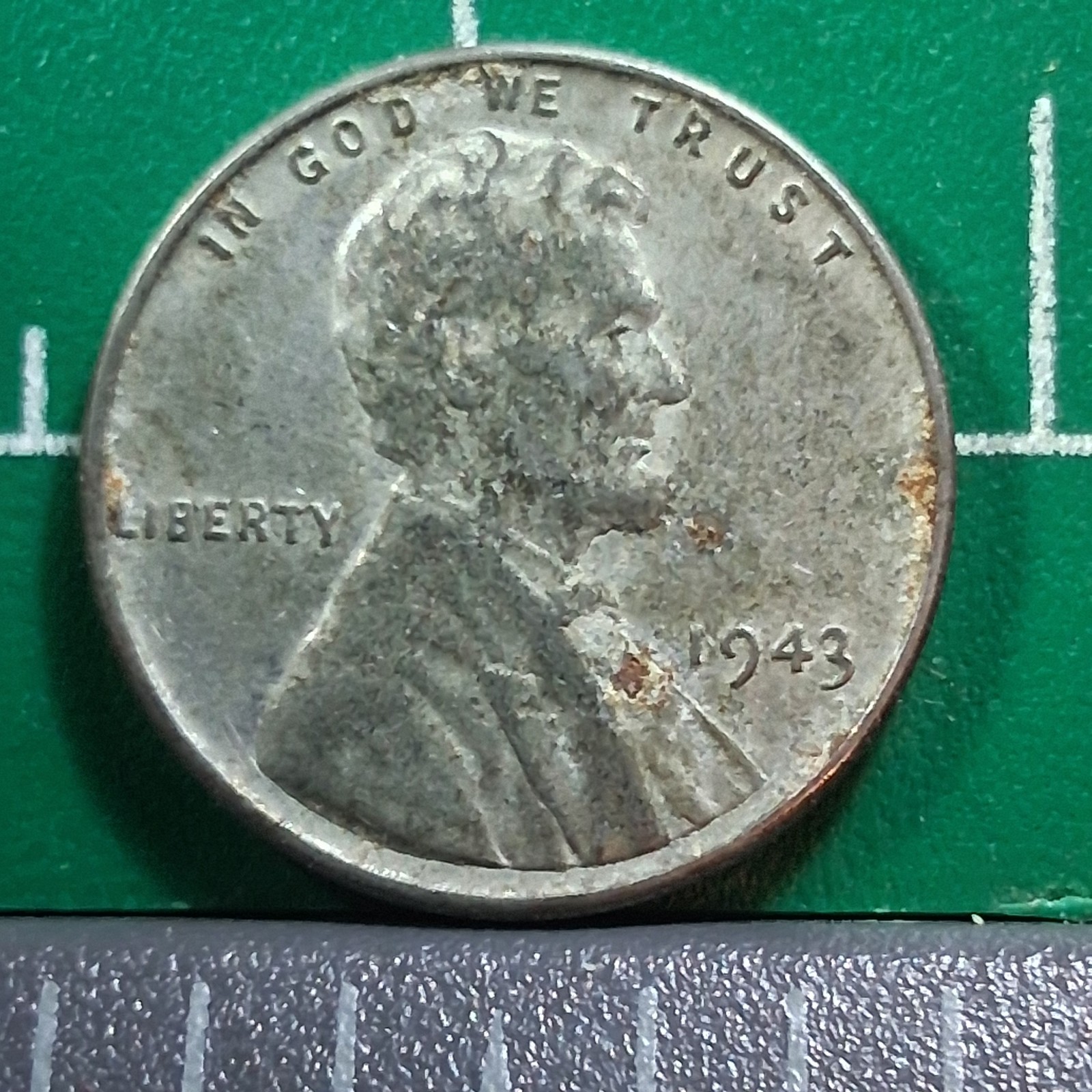 1943 United States USA Abraham Lincoln Wheat Penny 1 Cent Steel Coin
