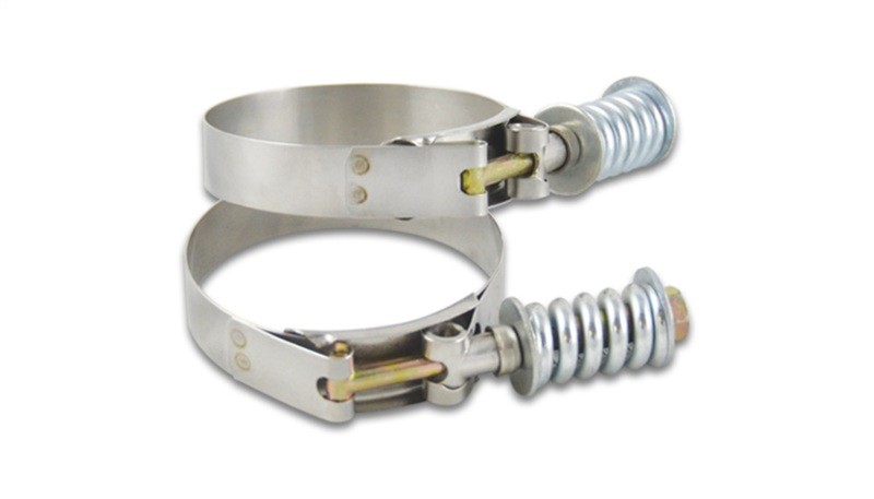 Vibrant SS T-Bolt Clamps Pack of 2 Size Range: 6.25in to 6.55in OD For use w/
