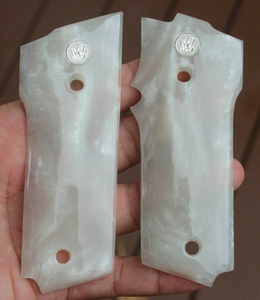 WHITE PEARL GRIPS FOR S&W MODEL 59 459 559 659 IMITATION PEARL # Random Sil med