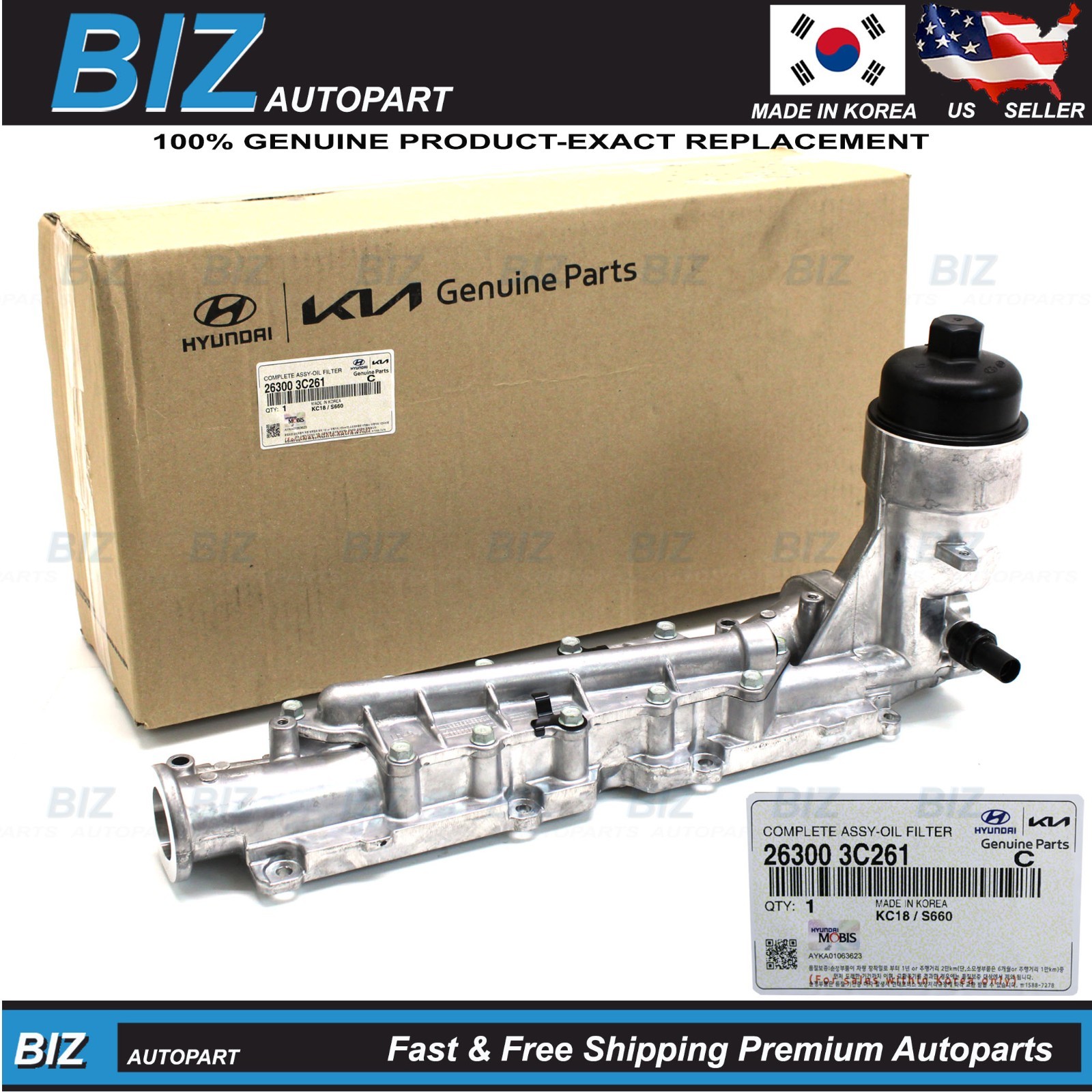 Genuine Oil Filter Housing for 09-12 Genesis Veracruz Borrego 3.8L 26300-3C261