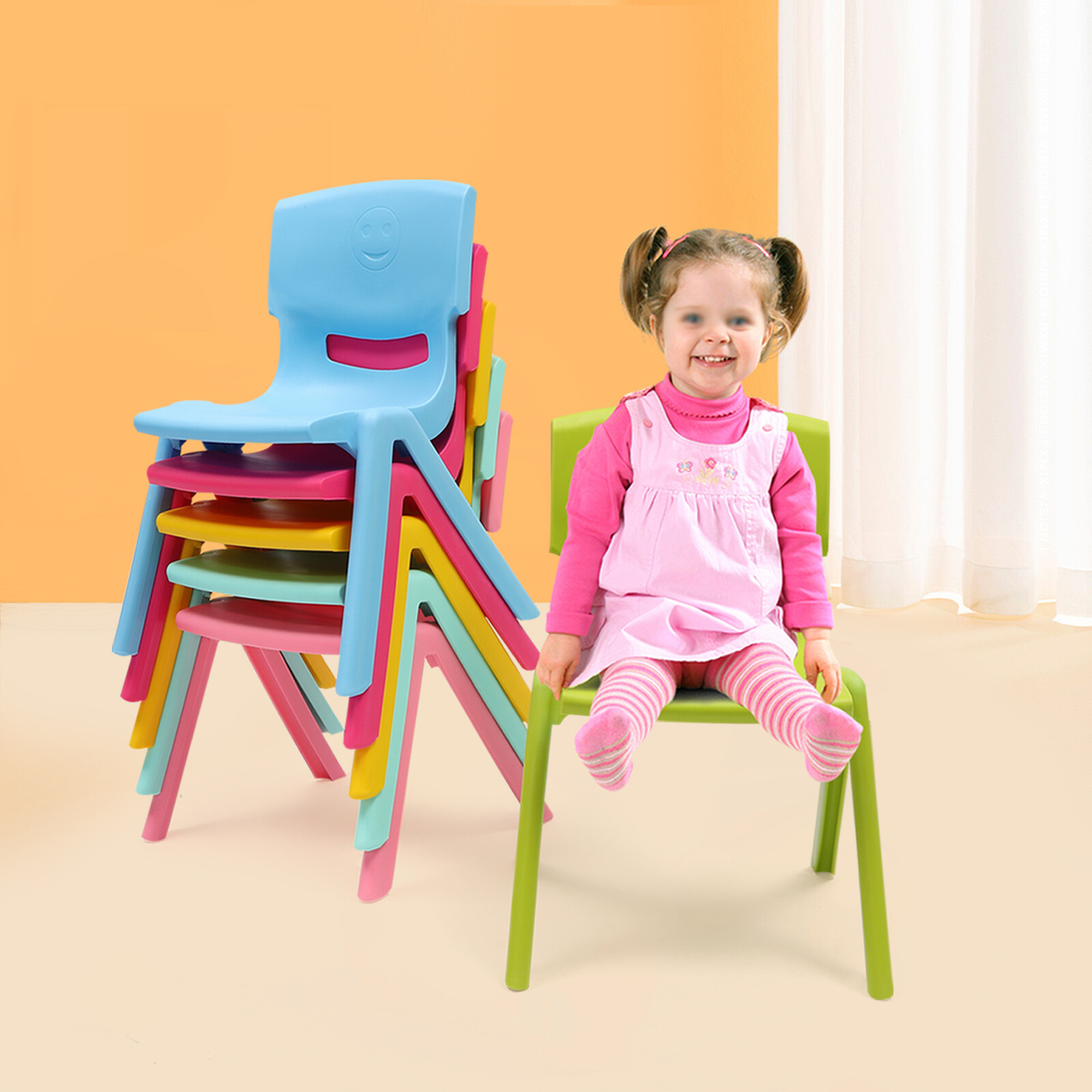 6PCS Kids Stackable Chairs, 11in Height, 220lb Capacity, for Classroom Daycare