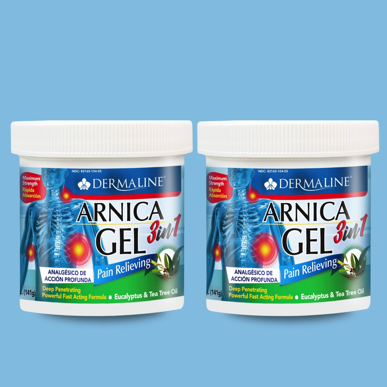 Dermaline Arnica Gel 3-in-1 with Eucalyptus & Tea Tree Oil - 5 fl oz (2-Pack)