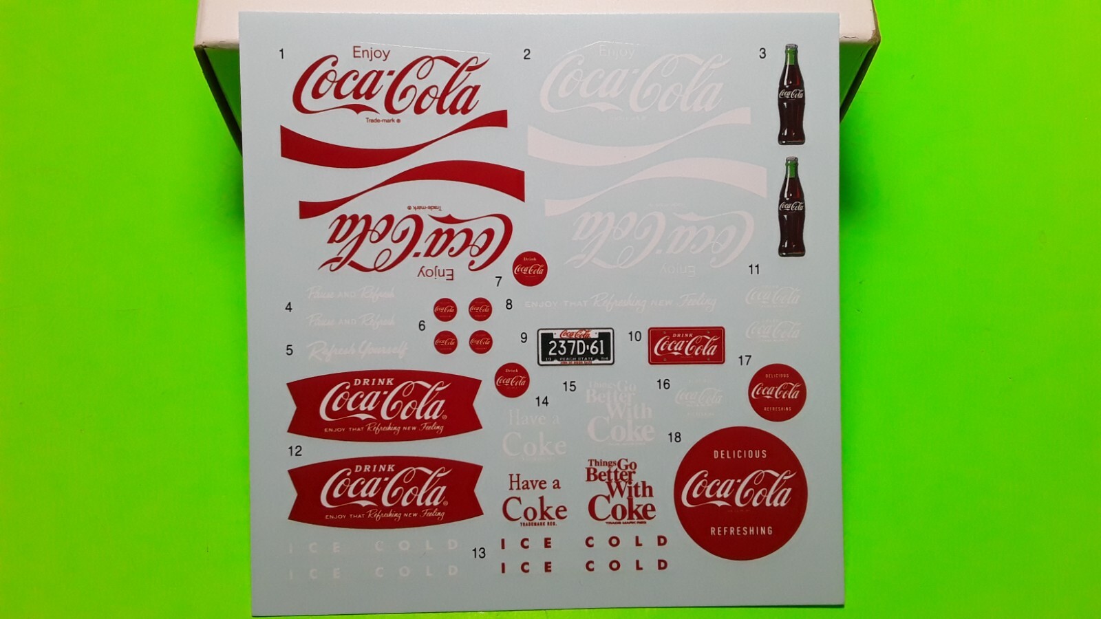 1968 Volkswagen Beetle VW Bug 1/24 Coca Cola Coke Decal Sheet Bottle Button