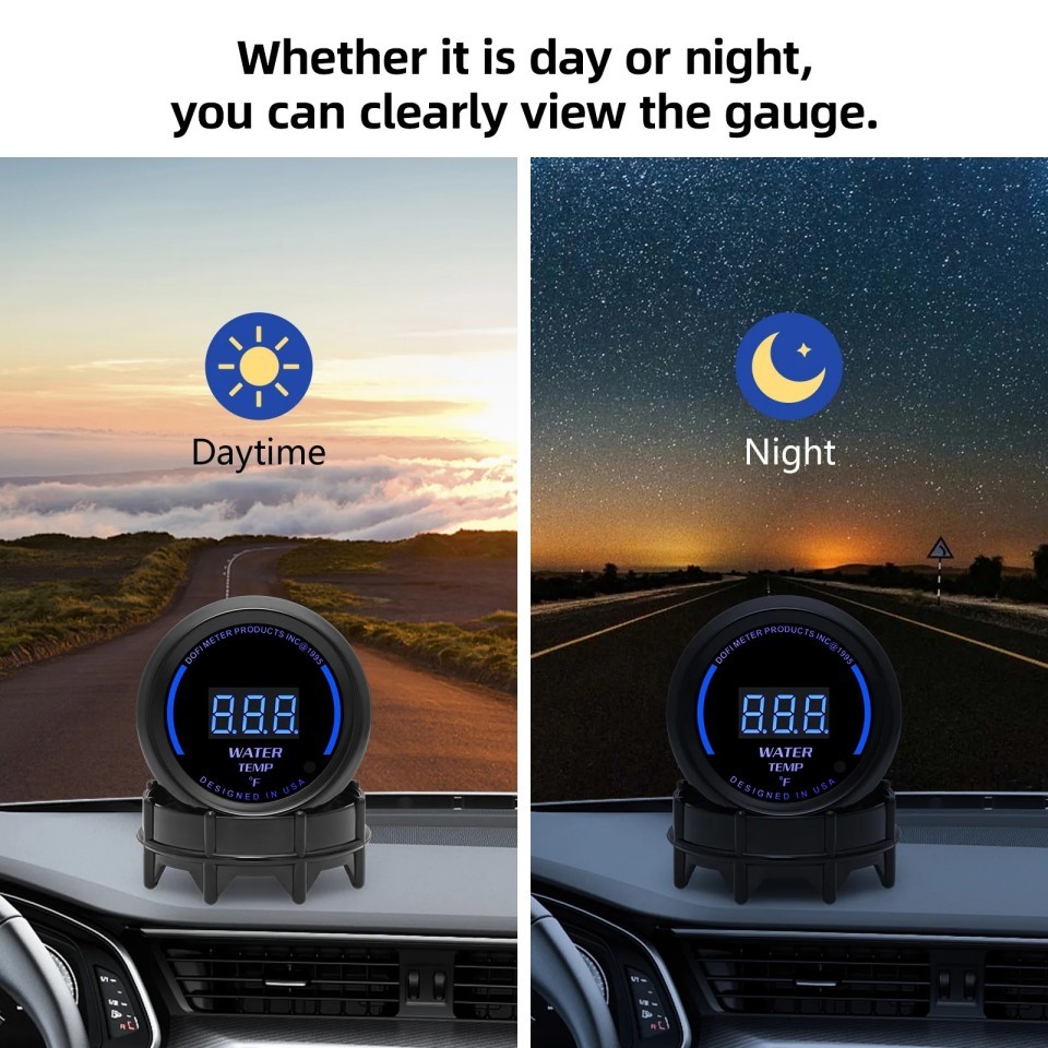 2" 52mm Blue LED Car Digital Water Temp Gauge 68-248Fahrenheit Meter with sensor