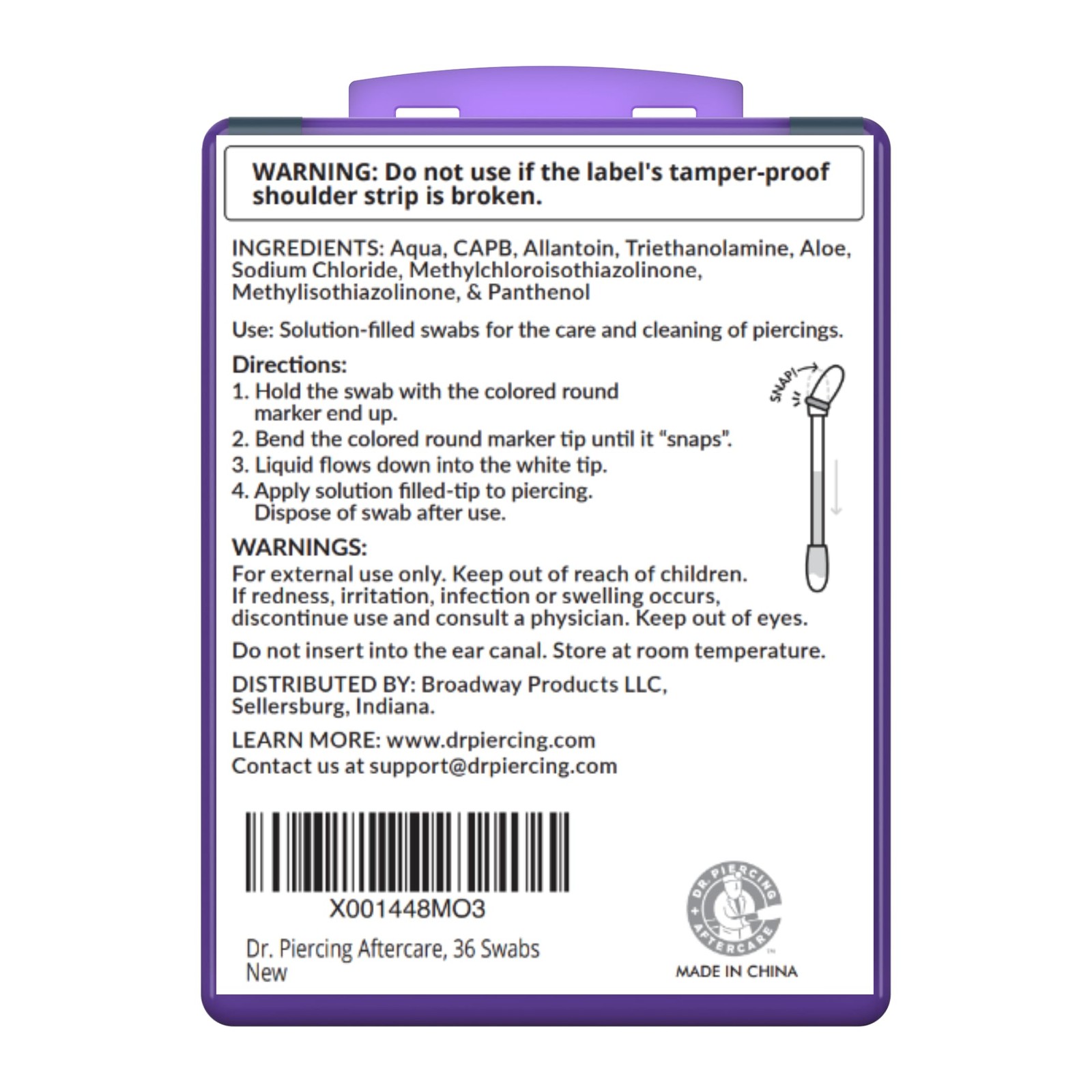 Swabs – Piercing Bump Saline Solution for Cleansing Earring, Nose, Belly, and...