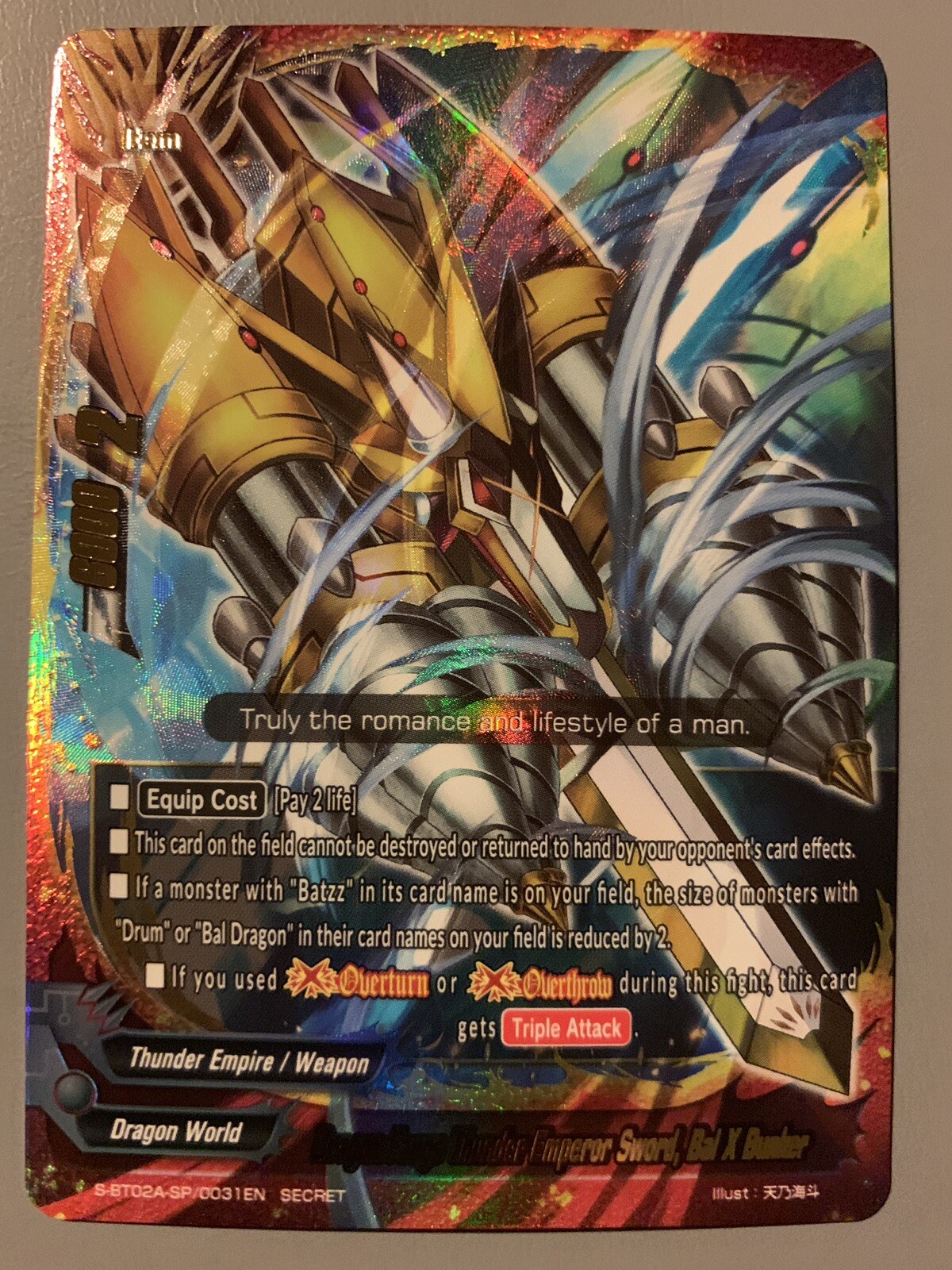 FUTURE CARD BUDDYFIGHT THUNDER EMPEROR SWORD BAL X BUNKER S-BT02A SECRET
