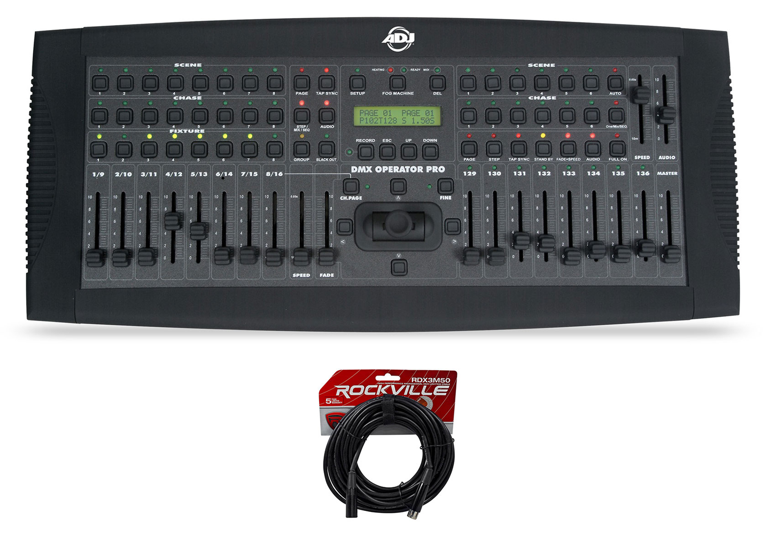 American DJ ADJ DMXOPERATOR PRO 136-Channel DMX Lighting Controller+50 Ft. Cable