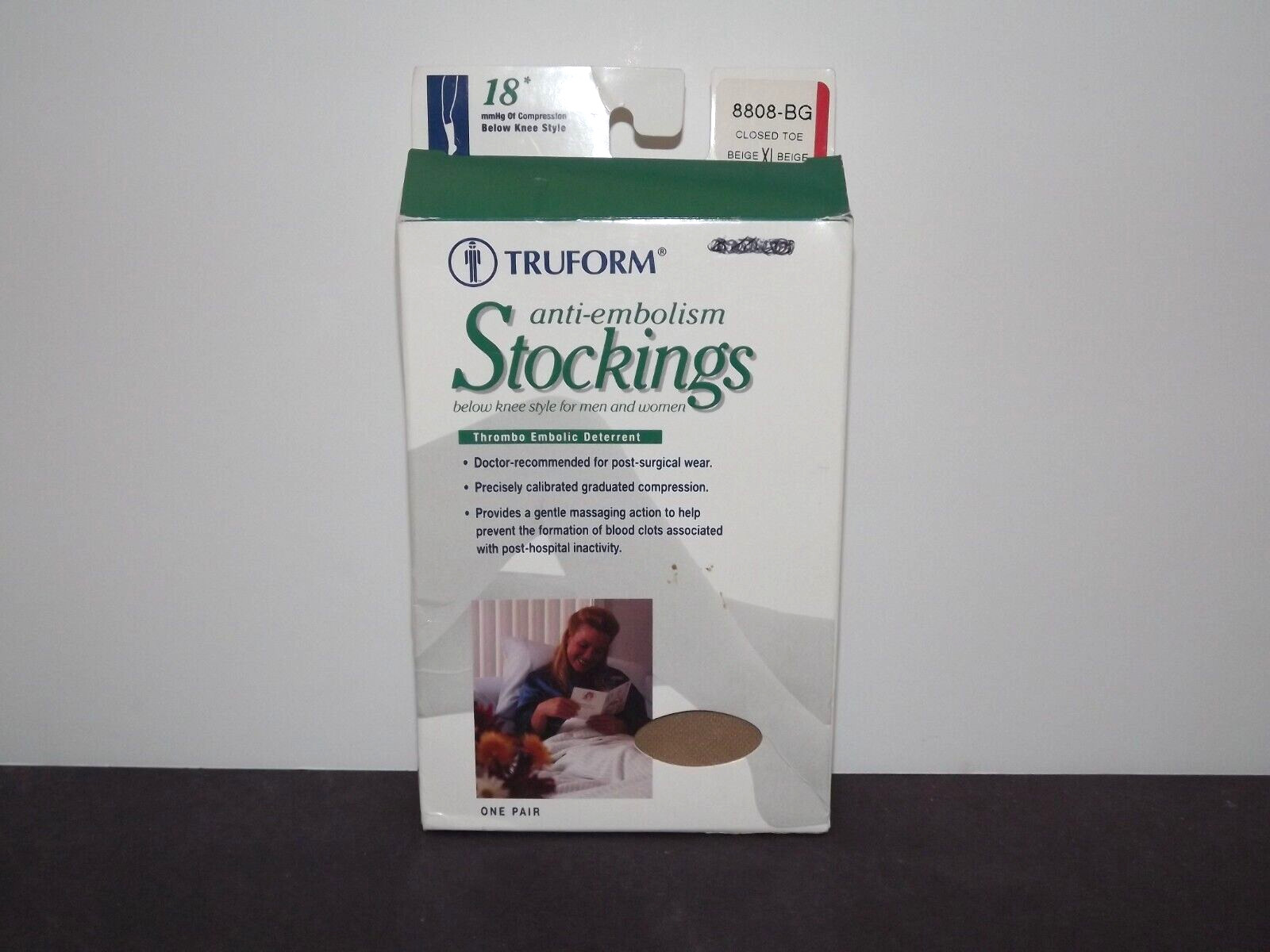 One Pair Truform Anti-Embolism Stockings 8808-BG Closed Toe XL Biege New (Z)