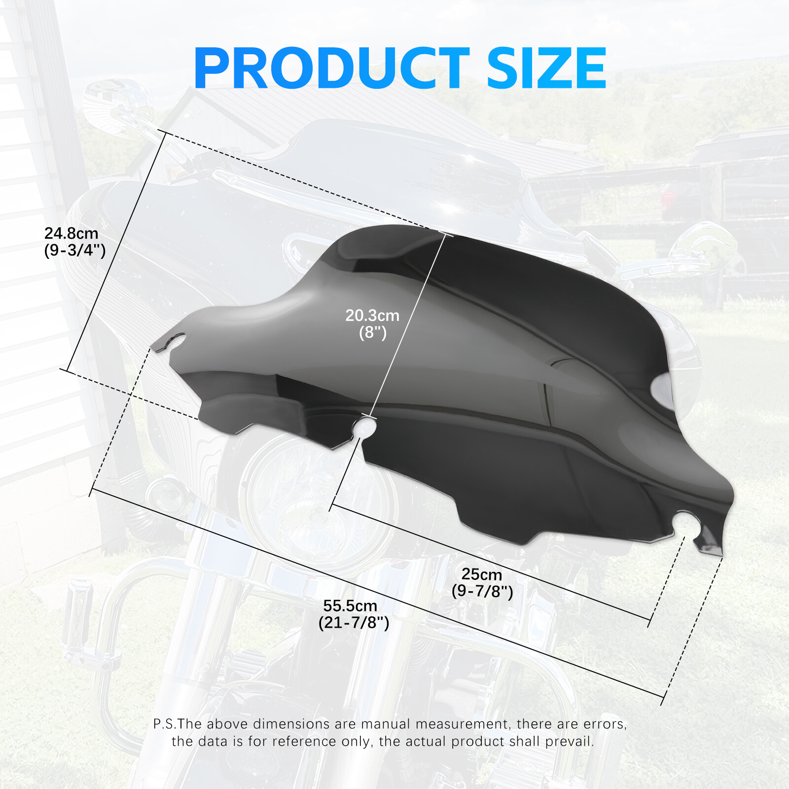 For Harley Electra Tour Glide Ultra Classic Black 8" Wave Windshield Windscreen