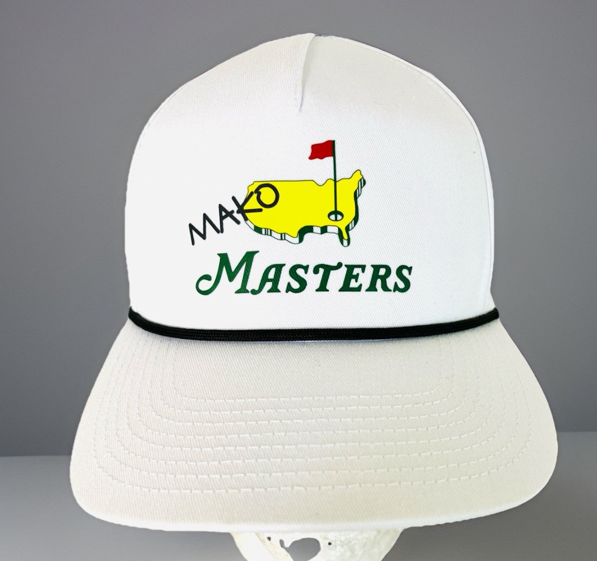 MAKO Masters White Snap Back Hat with Black Rope Quake City Caps