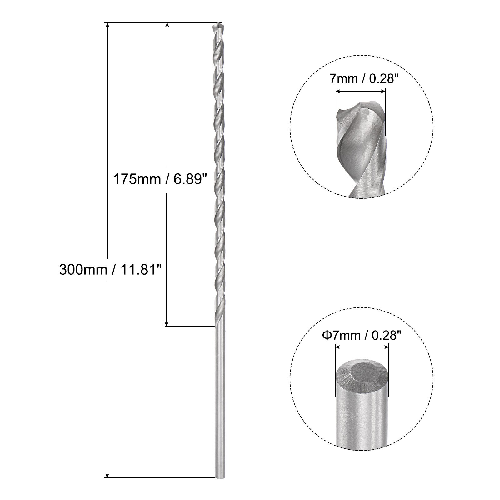 7mm HSS Twist Drill Bits 300mm Length For Drilling Extra Long Drill Bit