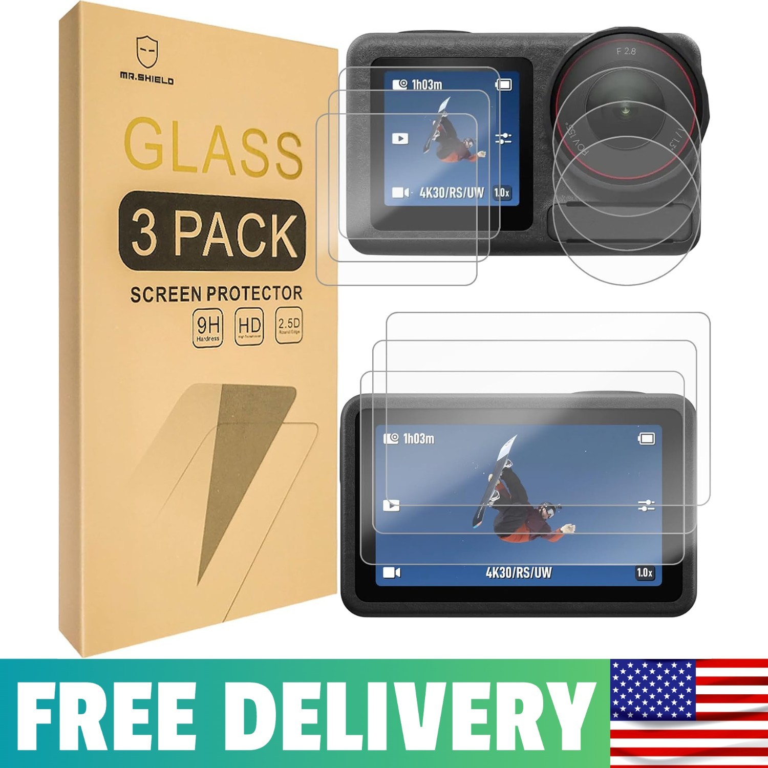 3-Pack Tempered Glass Screen Protector For DJI OSMO Action 5 Pro |