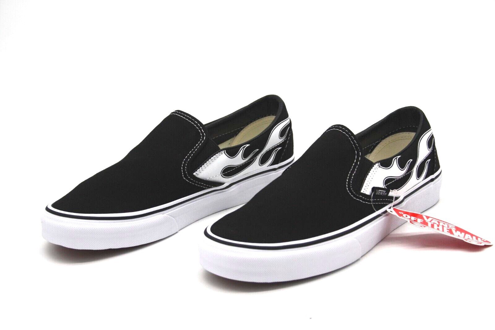 MEN'S SKATEBOARDING SHOES VANS CLASSIC SLIP-ON FLAME BLACK/WHITE VN0A33TBK681